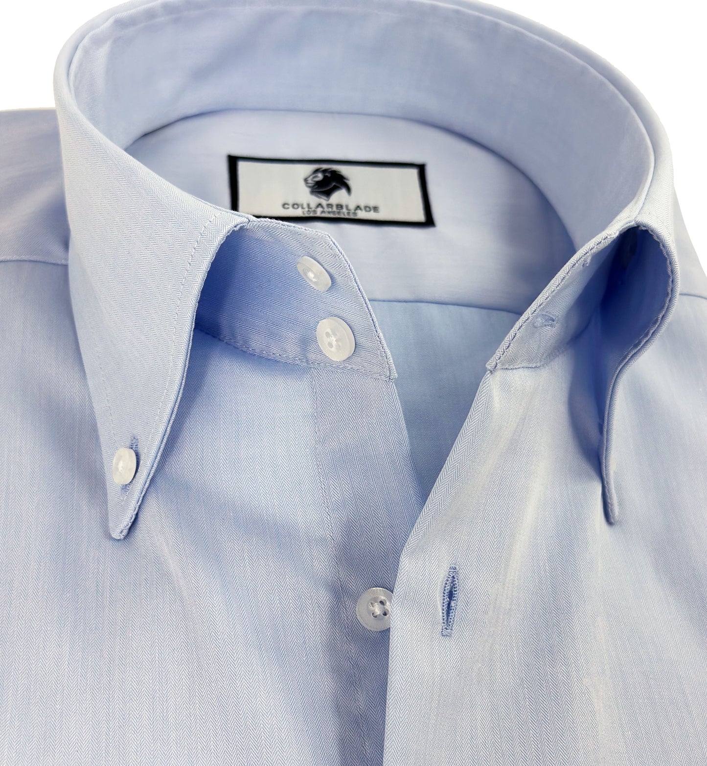 Men's Premium Short-Sleeve Plain Blue Dress Shirt with Firm Luxury Collar