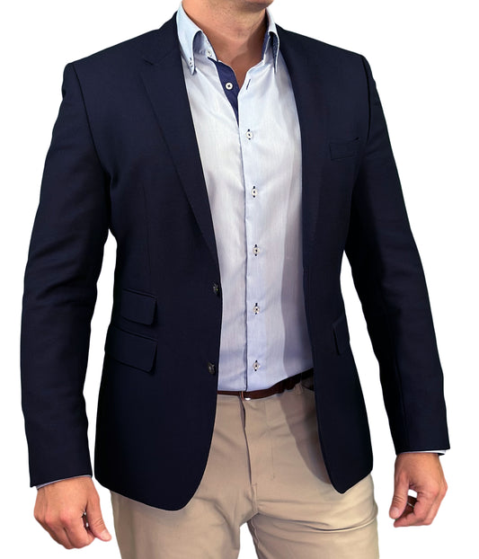 Men's Premium Long-Sleeve Blue Men Dress Shirt with Firm Luxury Collar